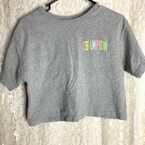 Champion grey crop top with pastel logo